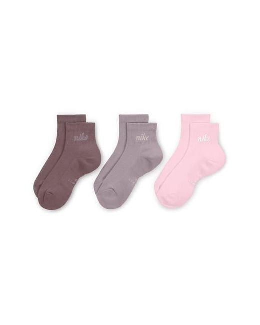 Nike Purple Everyday Elevated Assorted 3-Pack Ankle Socks