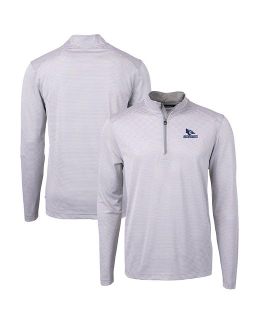 Cutter & Buck /white Creighton Bluejays Big & Tall Virtue Eco Pique Micro Stripe Recycled Quarter-zip Pullover Top At Nordstrom for men