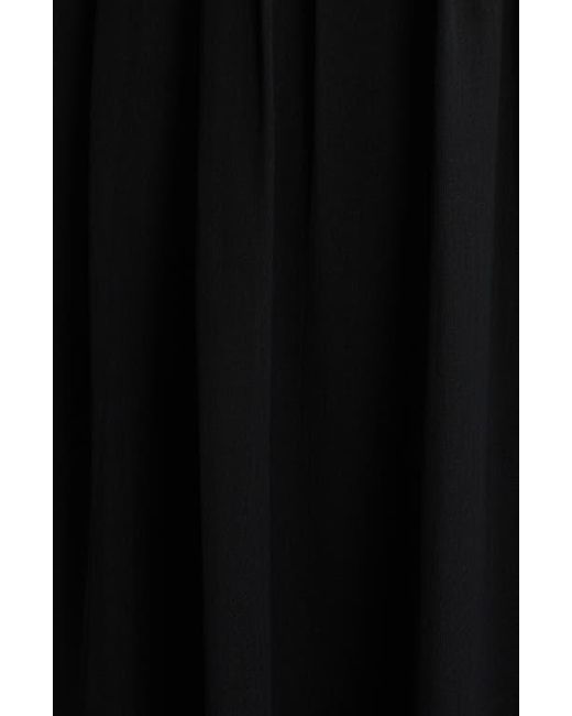 Bebe Black Lace-Up Back Long Sleeve Chiffon Midi Dress