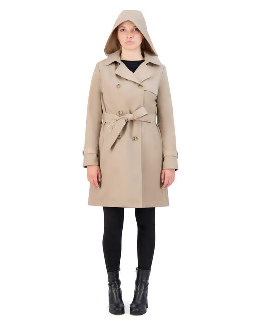 Cole Haan Insulated Double Breasted Hooded Trench Coat in Natural Lyst