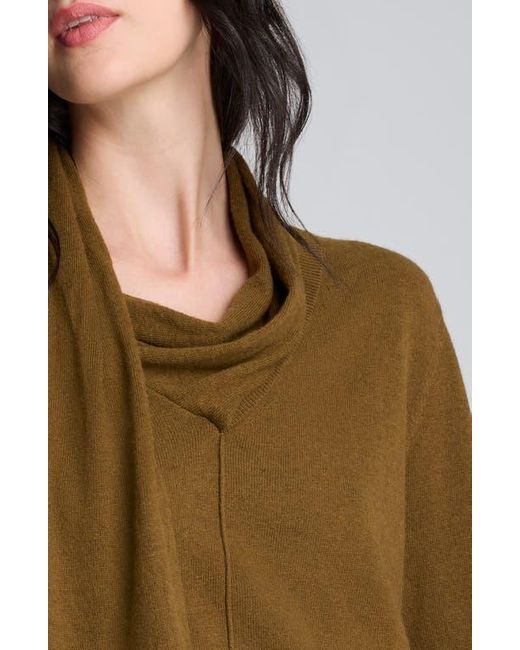 Kenneth Cole Green Cowl Neck Sweater With Attached Scarf