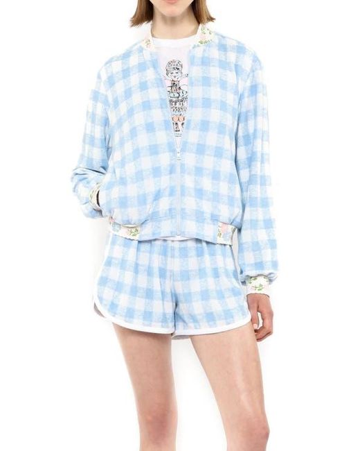 Anna Sui Blue Gingham Terry Jacket