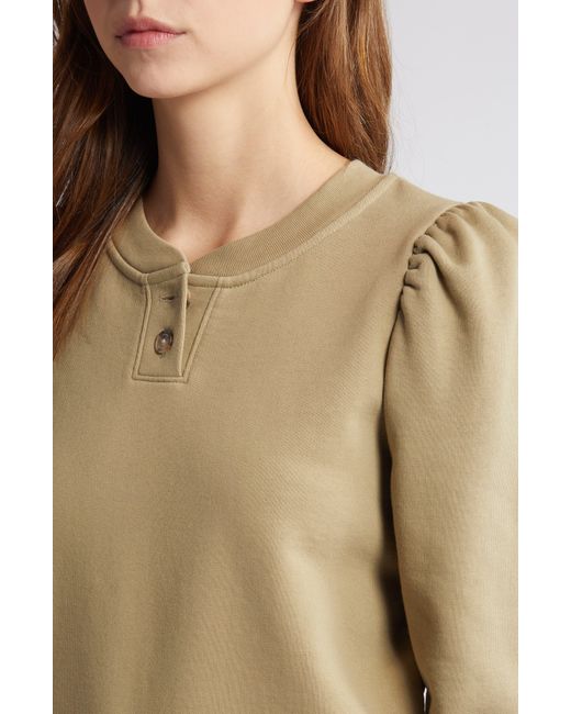FRAME Natural Femme Cotton Blend Henley Sweatshirt