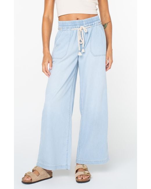 Roxy Blue Paddle On Drawstring Denim Pants
