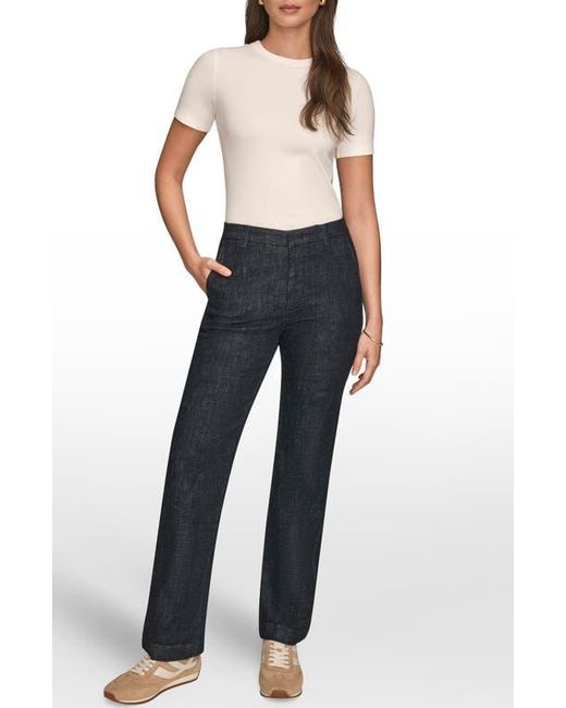 Donna Karan Blue The Donna Straight Leg Woven Pants