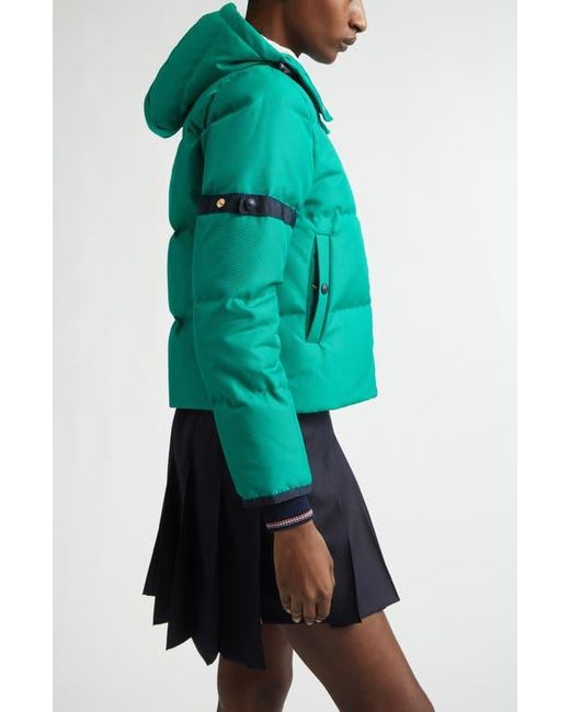 Thom Browne Green Removable Hood Down Coat