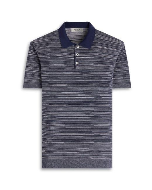 Bugatchi Blue Space Dye Polo Sweater for men