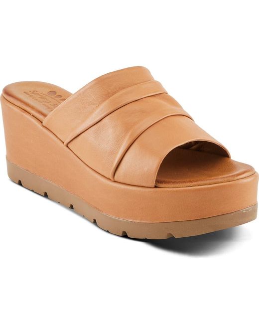 Spring Step Brown Allerton Platform Wedge Slide Sandal