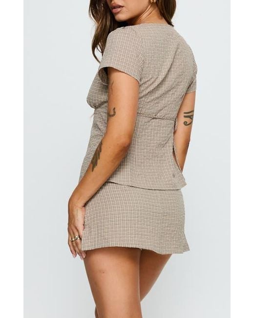 Princess Polly Emmilou Check Cotton Wrap Top & Micro Miniskort Set in Brown | Lyst Princess Polly Emmilou Check Cotton Wrap Top & Micro Miniskort Set in Brown | Lyst