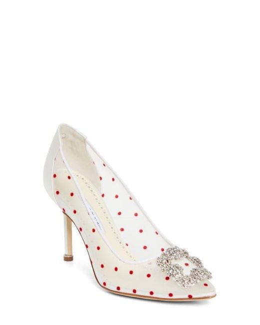 Manolo Blahnik White Hangisi Pump