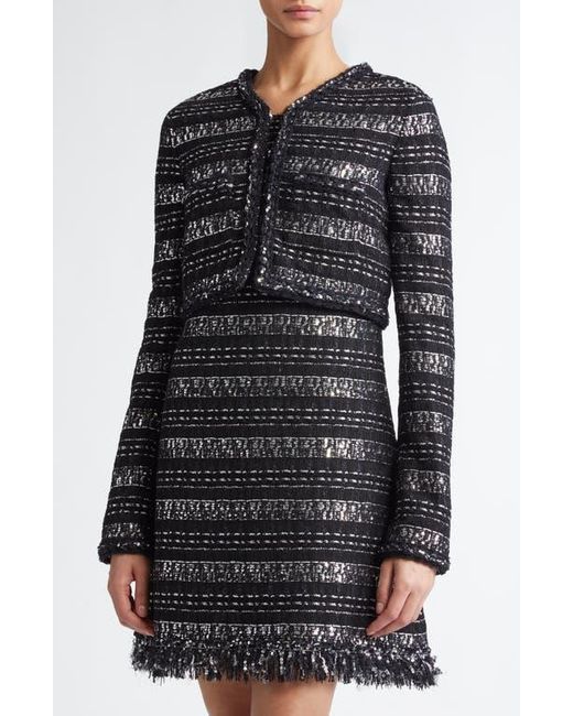 Giambattista Valli Sequin & Metallic Tweed Crop Jacket in Black | Lyst