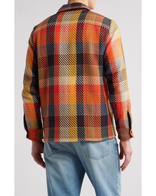 Wax London Orange Whiting Plaid Cotton Blend Overshirt for men