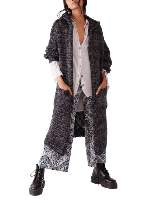 Free People Gray Crofter Hooded Cardigan