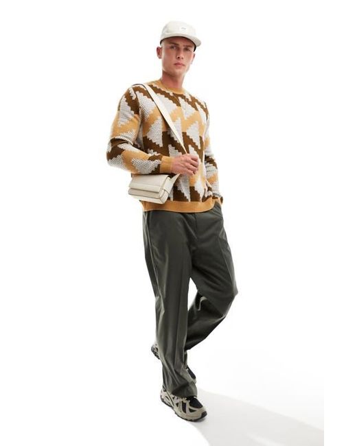 ASOS Metallic Oversize Geo Pattern Crewneck Sweater for men