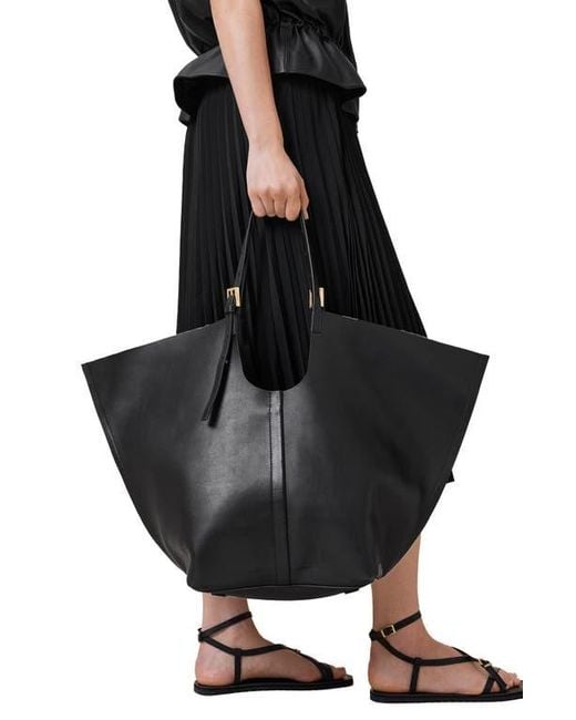 AllSaints Black Ara East West Leather Tote