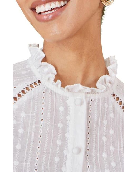 Yumi' White Broderie Anglaise Puff Sleeve Shirt