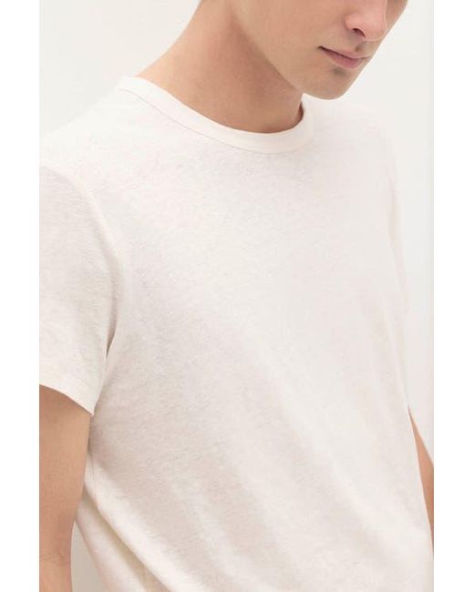 Naked Cashmere White Kyle Linen Crewneck Tee for men