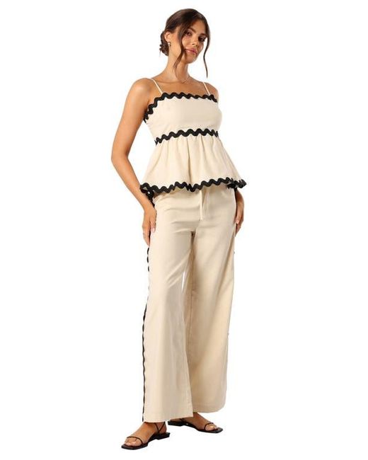 Petal & Pup Natural Mollymook Rickrack Trim Cotton Wide Leg Pants