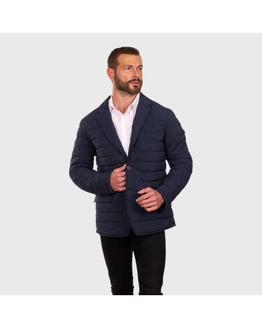 Perry Ellis Blue Tech Stretch Quilted Blazer Jacket for men