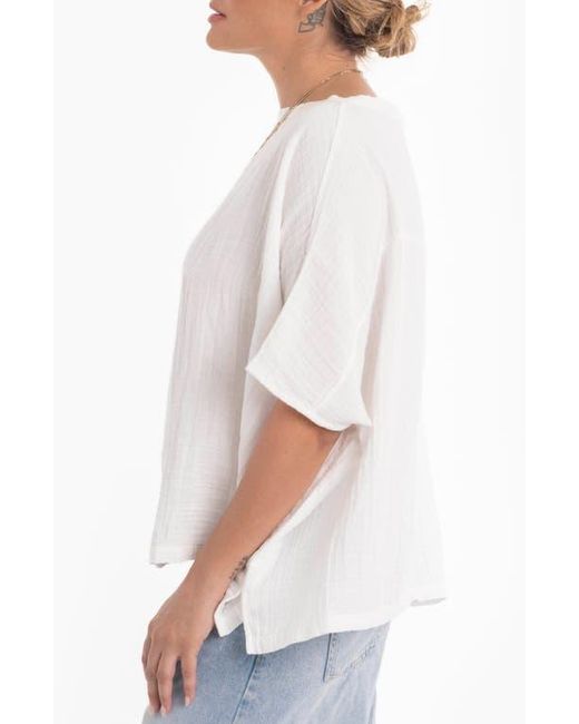 ocean + main White Square Gauze Top