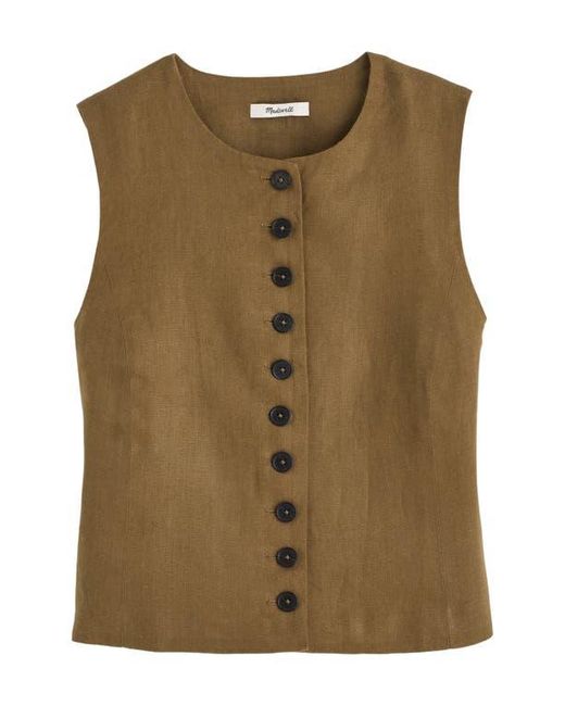 Madewell Brown Button Front Linen Shell Top