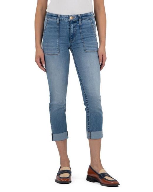 Kut From The Kloth Blue Stevie Raw Hem Crop Straight Leg Utility Jeans