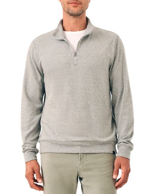 Faherty Brand Gray Legend Quarter Zip Pullover for men