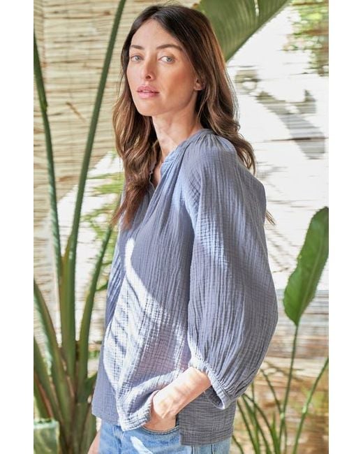 ocean + main Gray Gauze Top