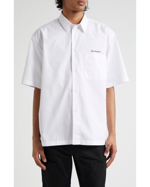 Givenchy White Short Sleeve Cotton Poplin Button-up Shirt for men