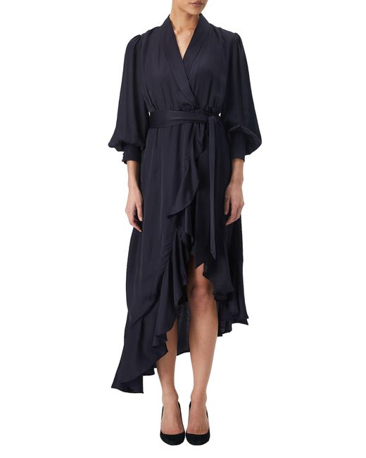 Bardot Aaliyah Faux Wrap Asymmetric Midi Dress in Blue | Lyst