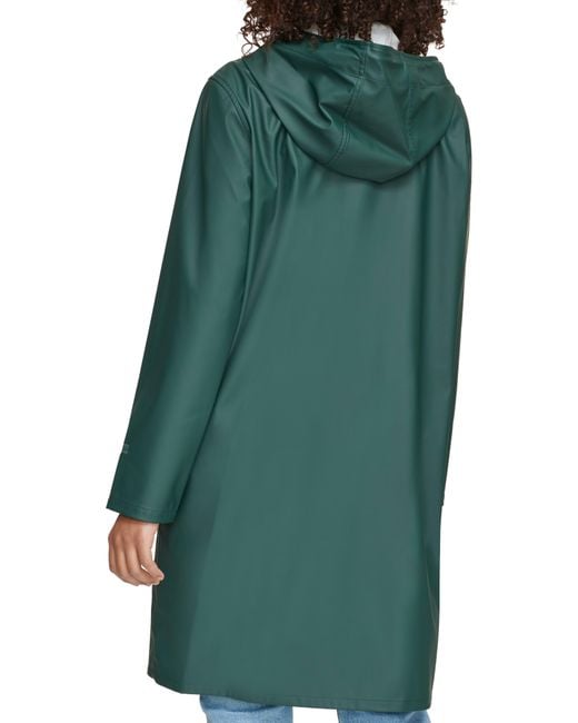 Levi's Water Resistant Hooded Long Rain Jacket in Green | Lyst