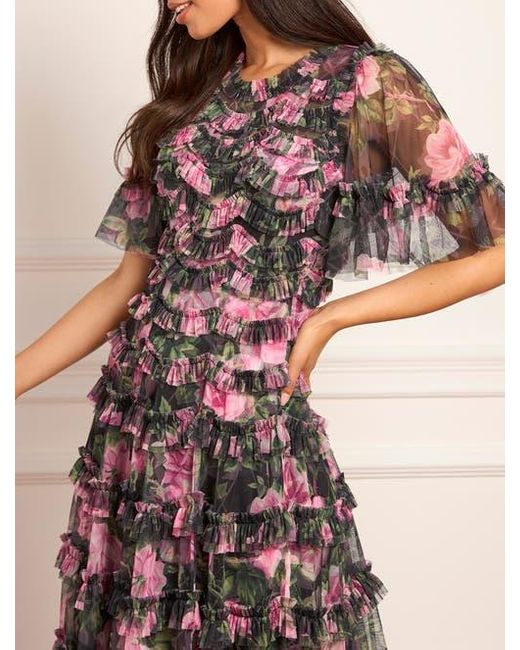 Needle & Thread Multicolor Rose Vine Round Neck Gown