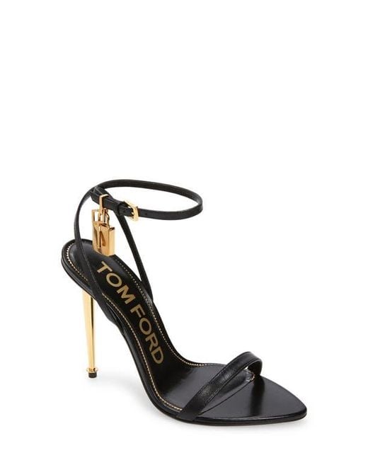 Tom Ford Black Padlock Pointy Toe Sandal