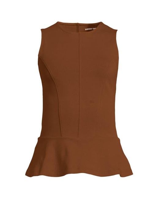 Lands' End Brown Sleeveless Starfish Peplum Top
