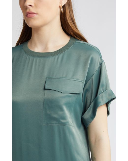 Nordstrom Green Satin T-shirt Dress