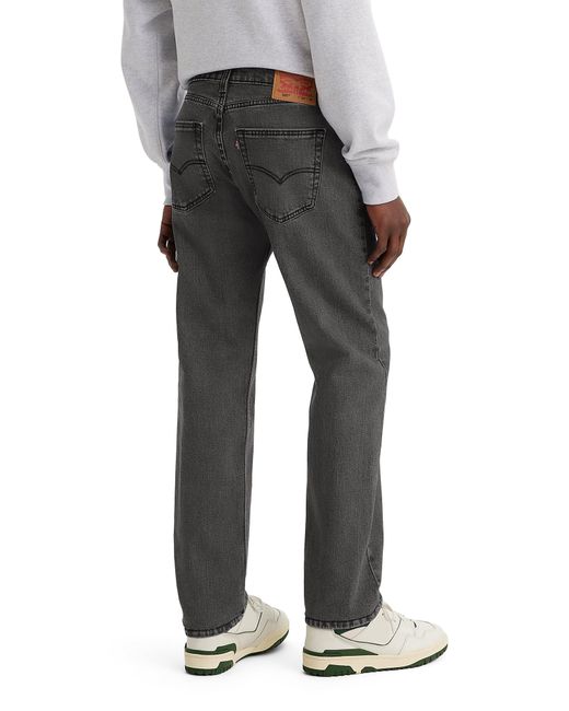 Levi's Black 505 Relaxed Straight Leg Jeans for men