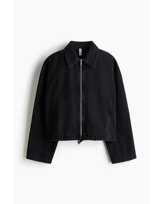 H&M Black Collared Denim Jacket
