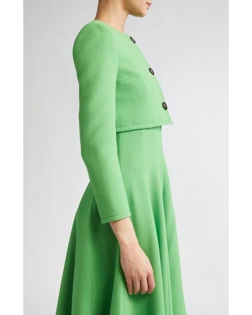 Emilia Wickstead Green Lizette Crop Wool Jacket
