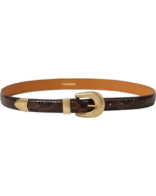 Sandro Brown Python-Effect Leather Belt