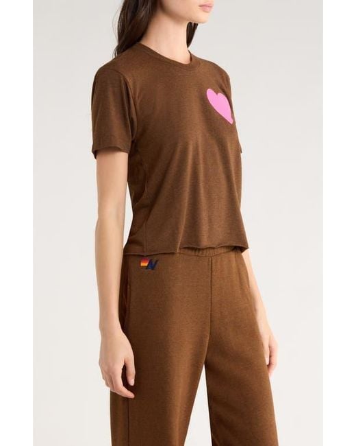 Aviator Nation Brown Heart Boyfriend T-Shirt