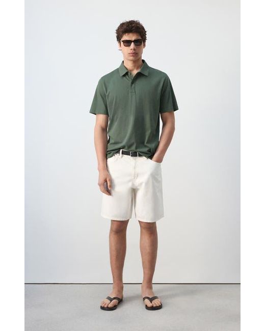 Mango Green Solid Cotton Piqué Polo for men