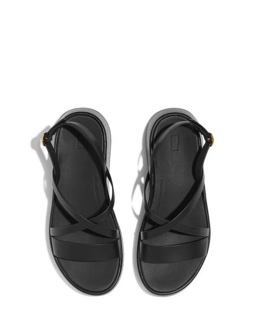 Fitflop Black F-Mode Slingback Platform Wedge Slide Sandal