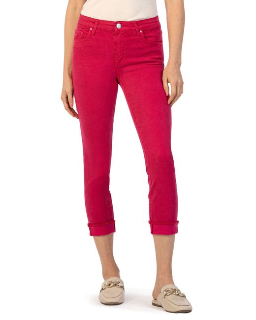Kut From The Kloth Red Amy Fray Hem Crop Skinny Jeans