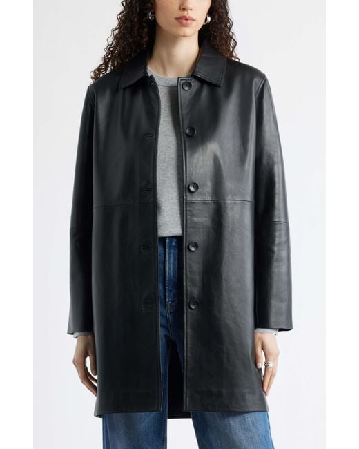 Nordstrom Black Long Leather Jacket