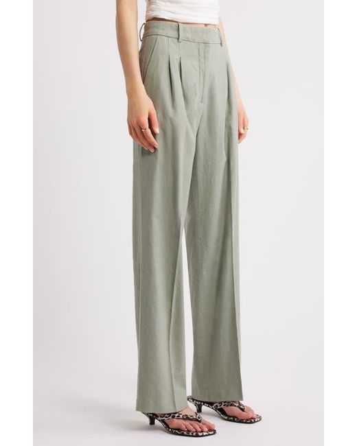 Open Edit Green Everyday Linen Blend Pants