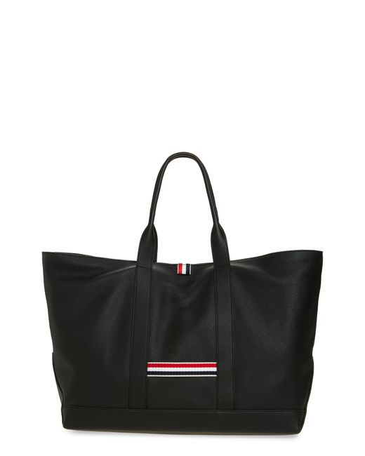 Thom Browne Black Medium Tool Leather Tote for men