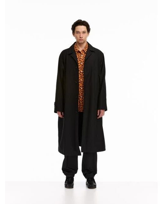 vowels Blue Split Raglan Coat for men