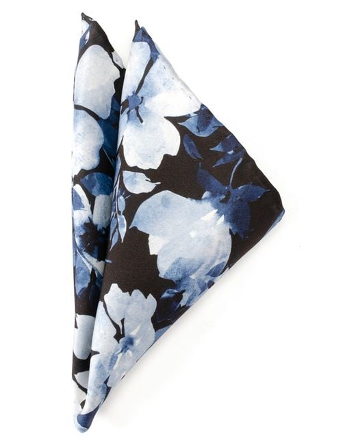 Cufflinks Inc. Blue Painted Floral Pocket Square for men