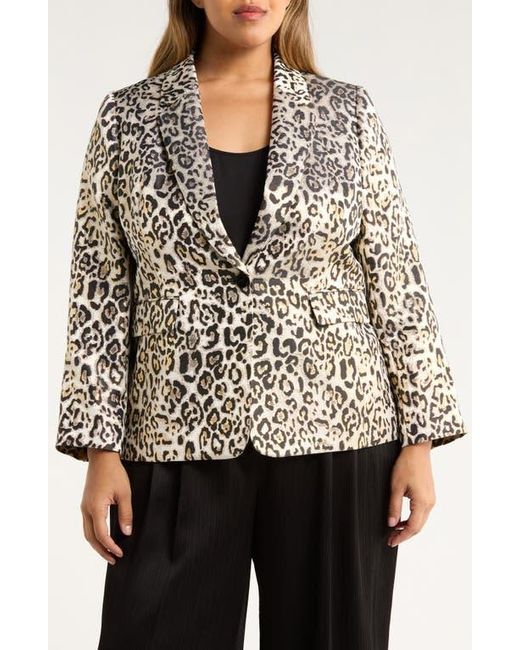 Tahari White Leopard Metallic Blazer