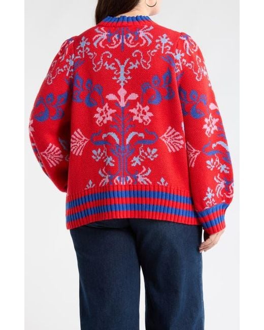 Sugarlips Red Almila Pattern Sweater